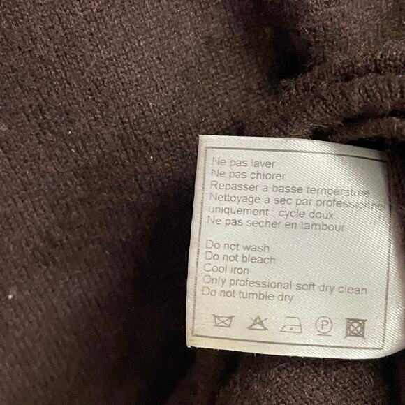 Vintage Chanel Pure Cashmere Dark Brown Rhinestone Logo Tank 48 / US 16 AS IS - Picture 12 of 13